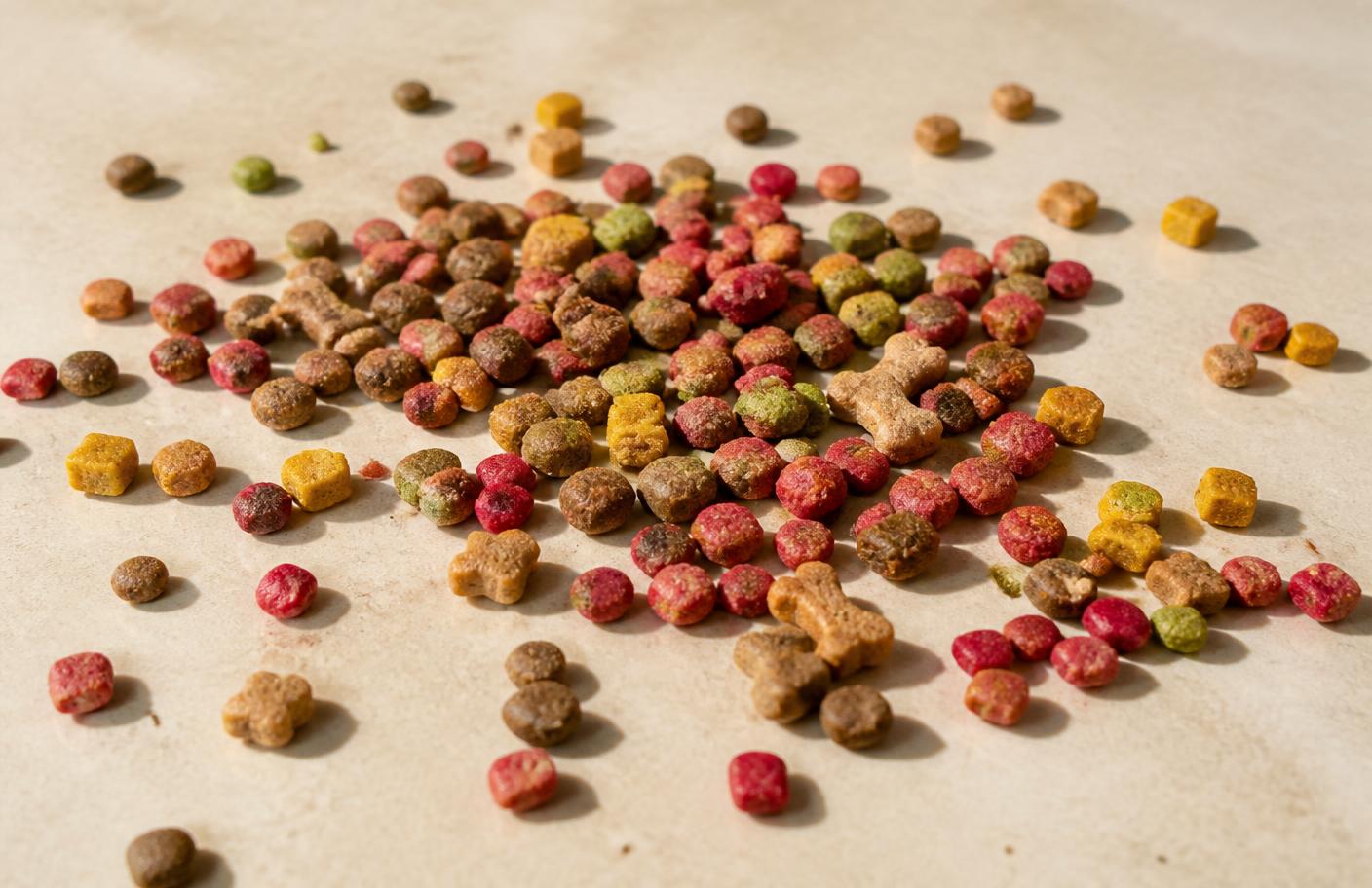 Cat treat packaging with a long list of artificial ingredients