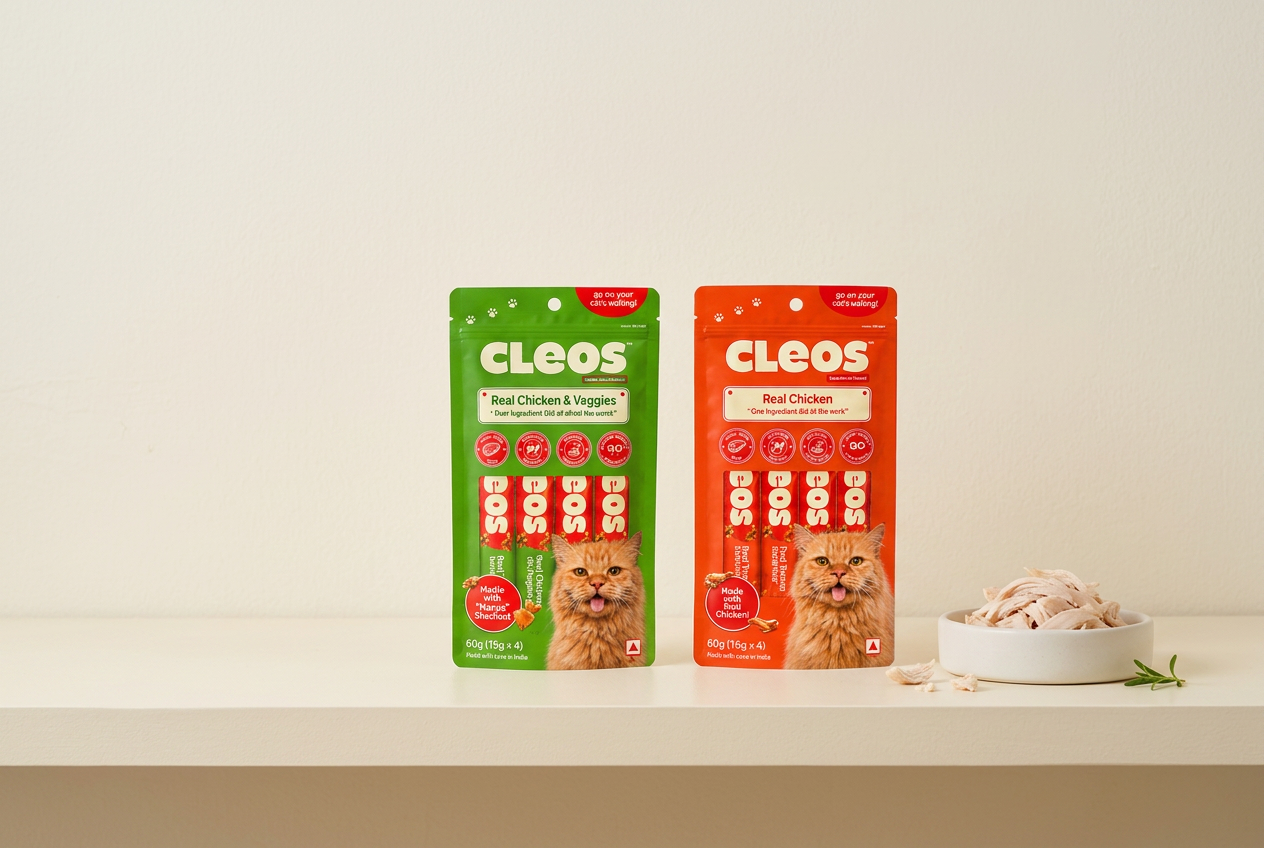 Cleos Real Chicken pouches beside a bowl of plain shredded chicken