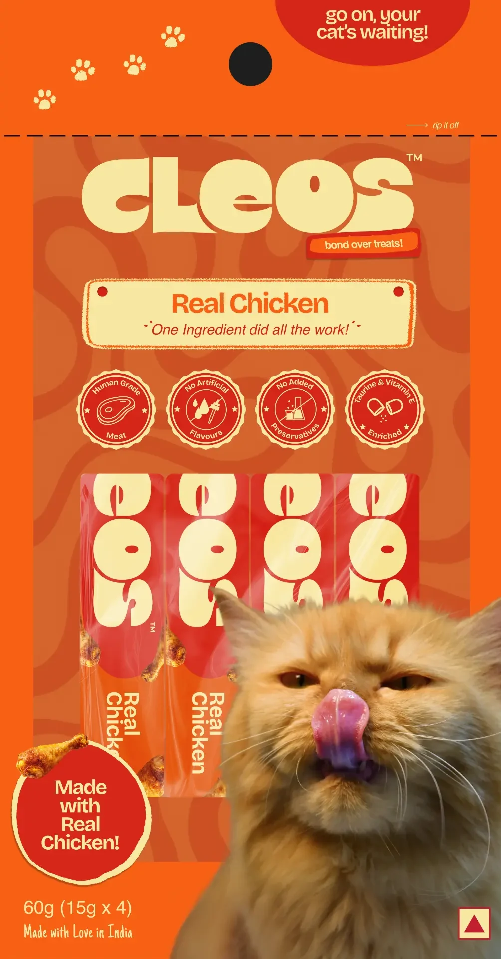 Cleos Real Chicken lickable cat treat