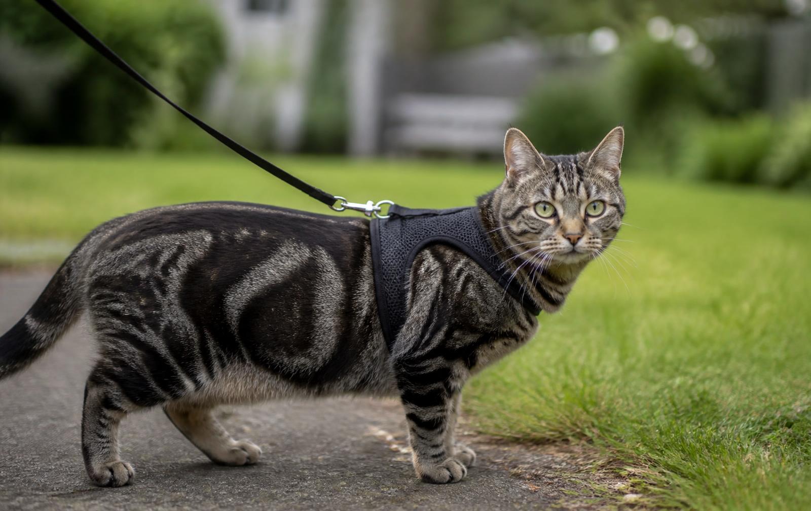 A cat wearing a breakaway safety collar with an identification tag